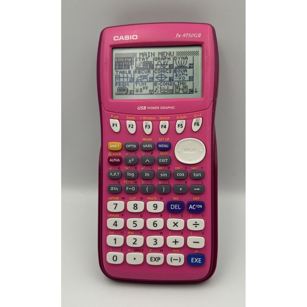 Casio FX-9750GII Graphing Calculator Pink with Cover Tested Works